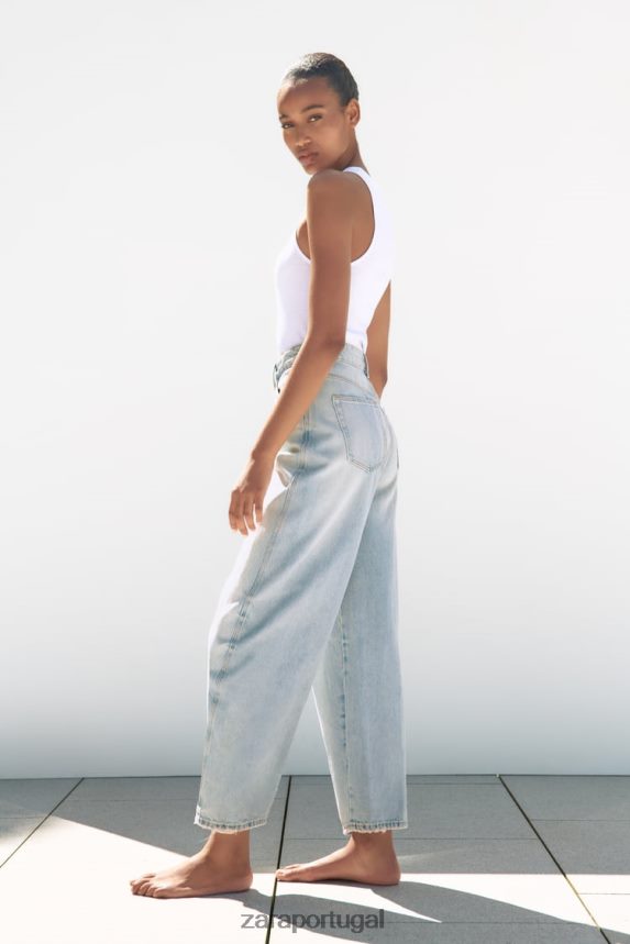 calça jeans cintura média trf mulheres Zara azul claro Z2080L519 roupas