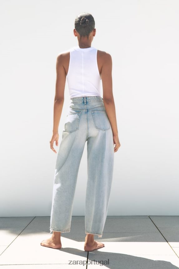 calça jeans cintura média trf mulheres Zara azul claro Z2080L519 roupas