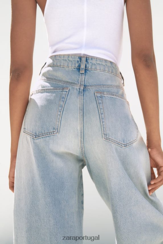 calça jeans cintura média trf mulheres Zara azul claro Z2080L519 roupas