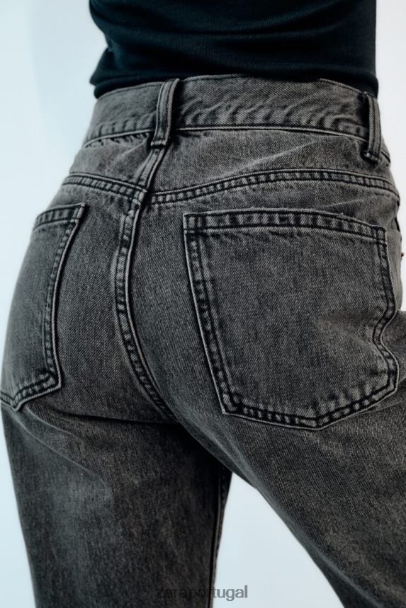 calça jeans reta trf cintura alta mulheres Zara cinza antracite Z2080L523 roupas