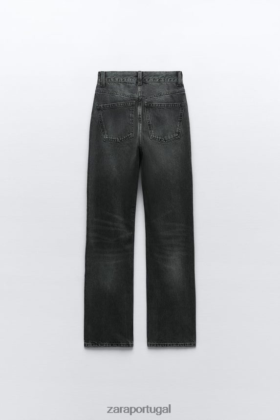 calça jeans reta trf cintura alta mulheres Zara cinza antracite Z2080L523 roupas