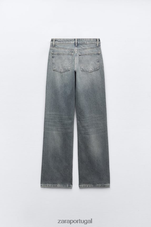 calça jeans trf cintura média cintura larga mulheres Zara azul Z2080L867 roupas