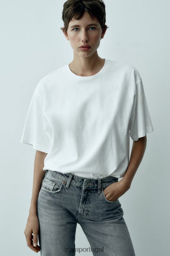 calça jeans trf cintura média cintura larga mulheres Zara azul Z2080L867 roupas