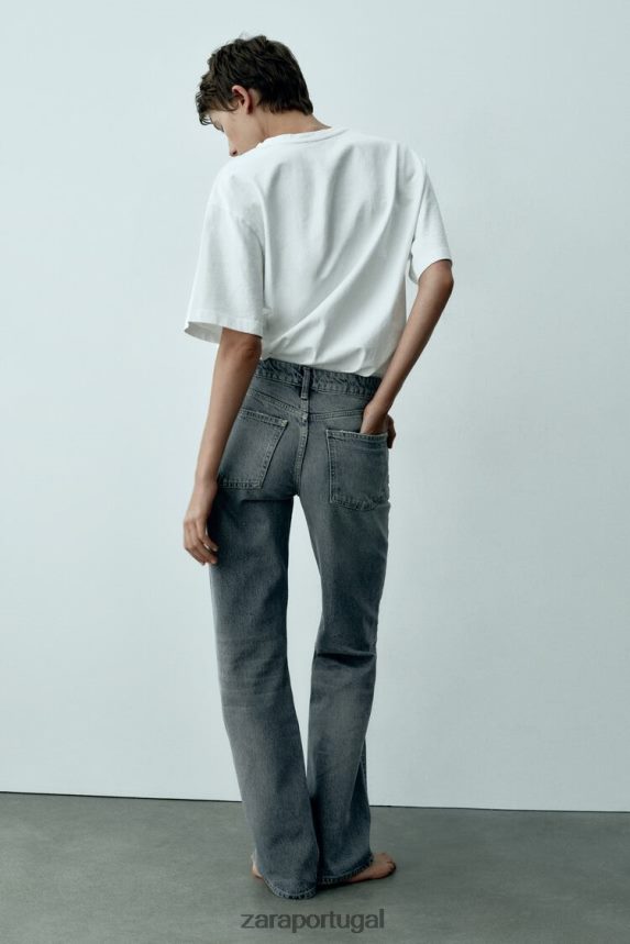calça jeans trf cintura média cintura larga mulheres Zara azul Z2080L867 roupas