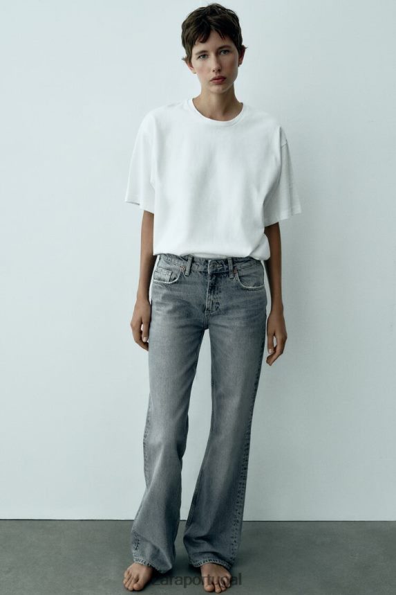 calça jeans trf cintura média cintura larga mulheres Zara azul Z2080L867 roupas