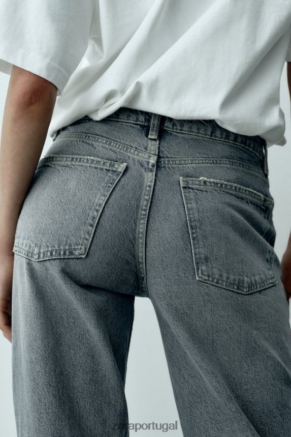 calça jeans trf cintura média cintura larga mulheres Zara azul Z2080L867 roupas