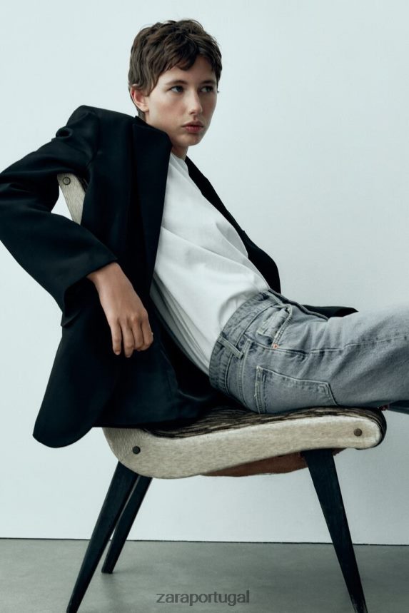 calça jeans trf cintura média cintura larga mulheres Zara azul Z2080L867 roupas