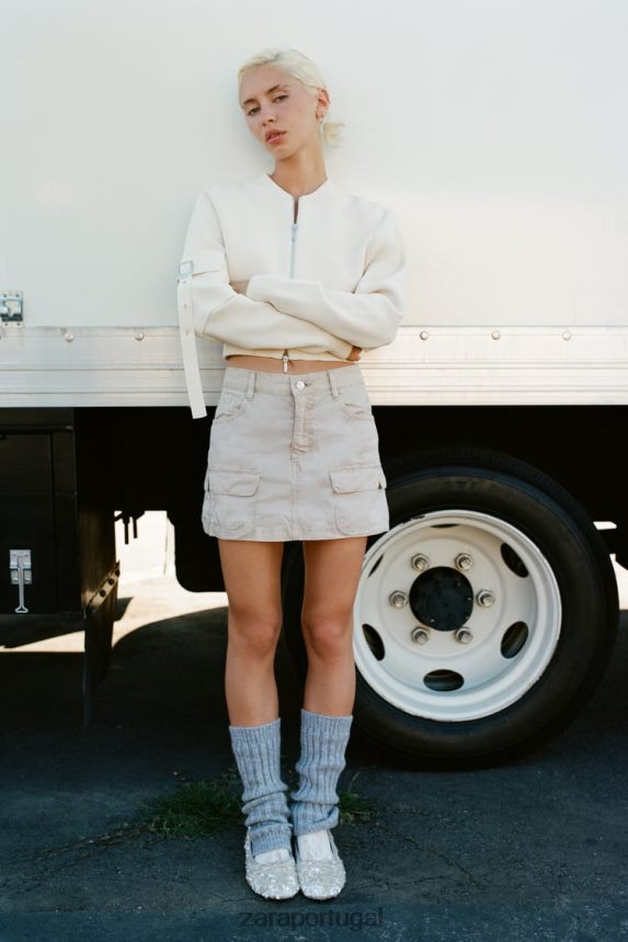 mini-saia cargo mulheres Zara camelo leve Z2080L680 roupas