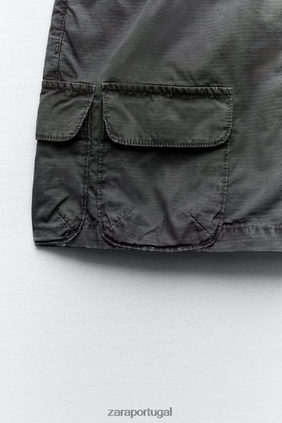 mini-saia cargo mulheres Zara cinza Z2080L646 roupas