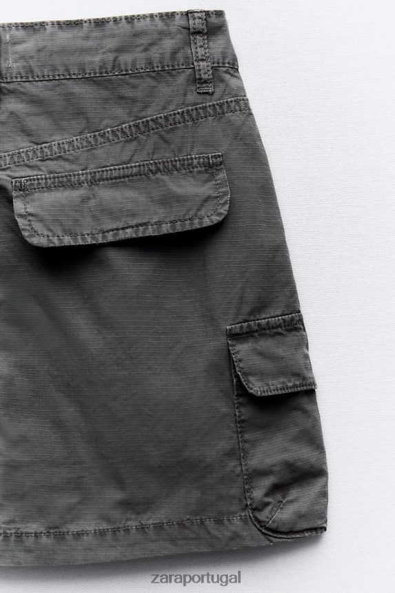mini-saia cargo mulheres Zara cinza Z2080L646 roupas