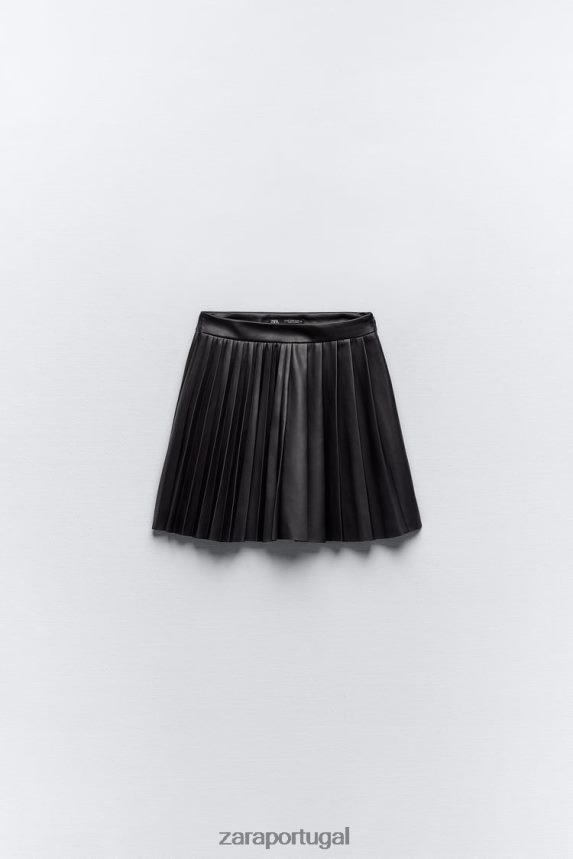 mini saia de couro sintético mulheres Zara preto Z2080L639 roupas