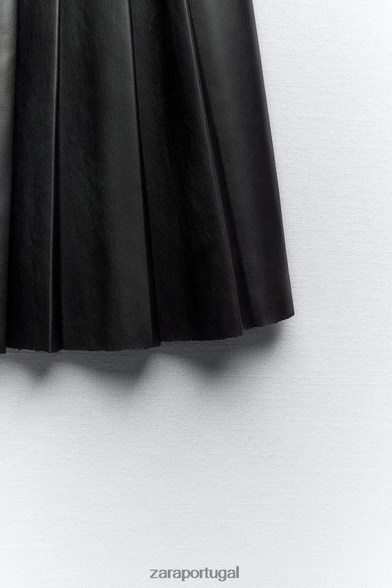 mini saia de couro sintético mulheres Zara preto Z2080L639 roupas