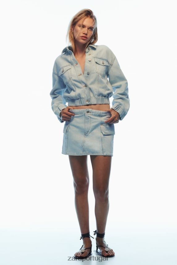 minissaia cargo jeans z1975 mulheres Zara azul claro Z2080L721 roupas