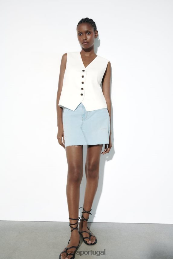 minissaia jeans z1975 rasgada mulheres Zara azul claro Z2080L709 roupas