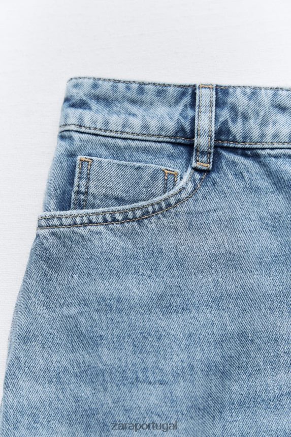 minissaia jeans z1975 rasgada mulheres Zara meio azul Z2080L636 roupas