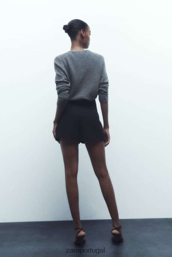 saia com babados mulheres Zara preto Z2080L589 roupas