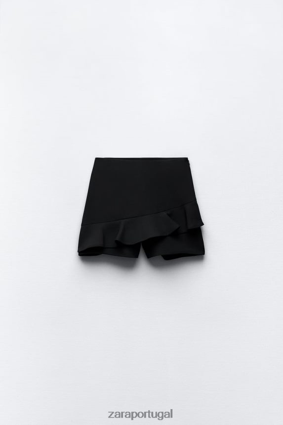 saia com babados mulheres Zara preto Z2080L589 roupas