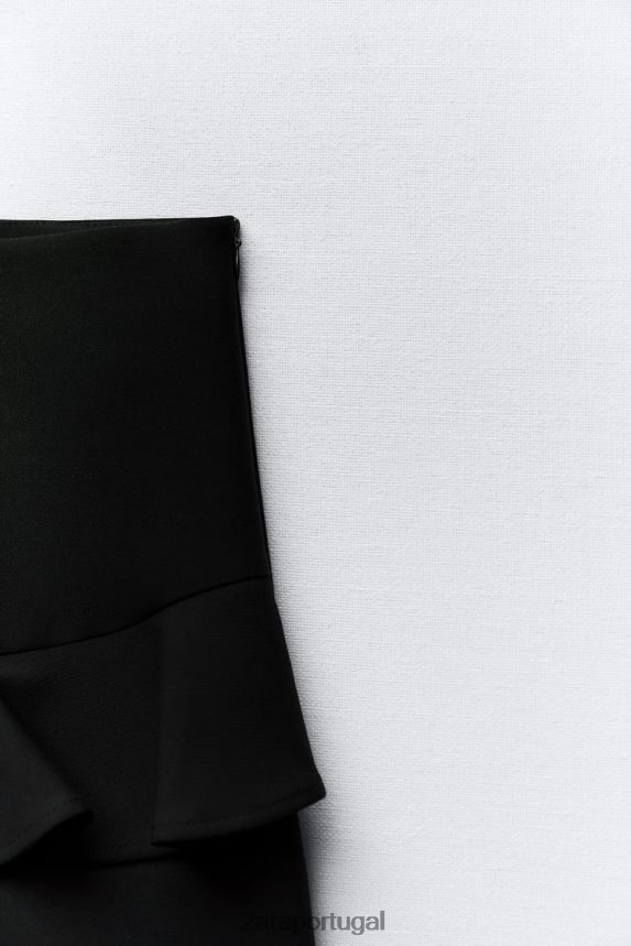 saia com babados mulheres Zara preto Z2080L589 roupas