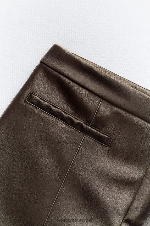 saia com bolso de couro sintético mulheres Zara carvão Z2080L647 roupas