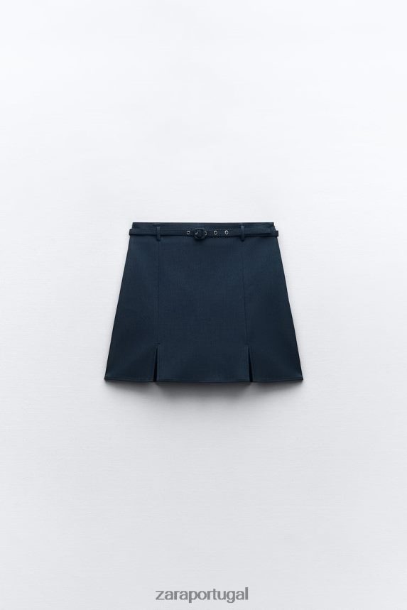 saia com cinto mulheres Zara índigo Z2080L608 roupas