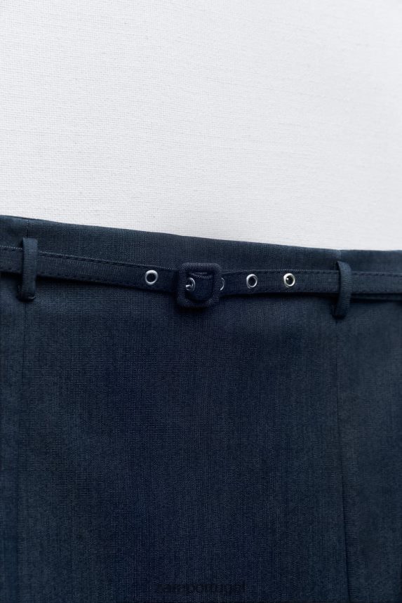 saia com cinto mulheres Zara índigo Z2080L608 roupas