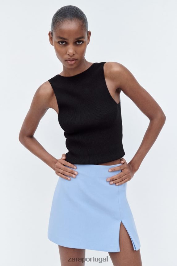 saia com fenda mulheres Zara azul claro Z2080L536 roupas
