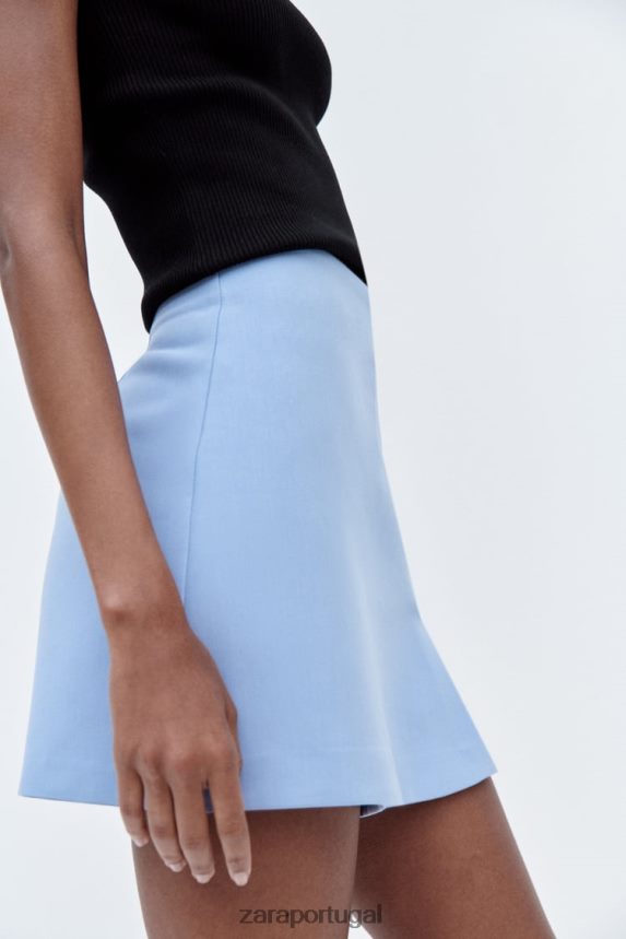 saia com fenda mulheres Zara azul claro Z2080L536 roupas
