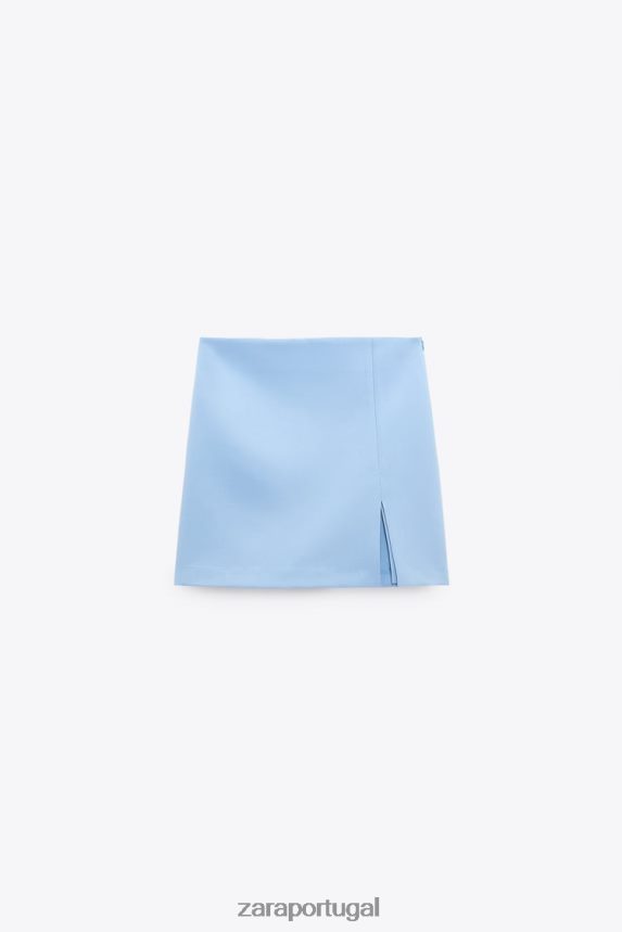 saia com fenda mulheres Zara azul claro Z2080L536 roupas