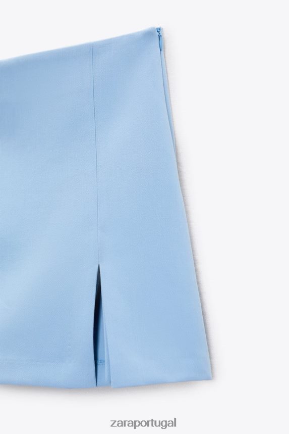 saia com fenda mulheres Zara azul claro Z2080L536 roupas
