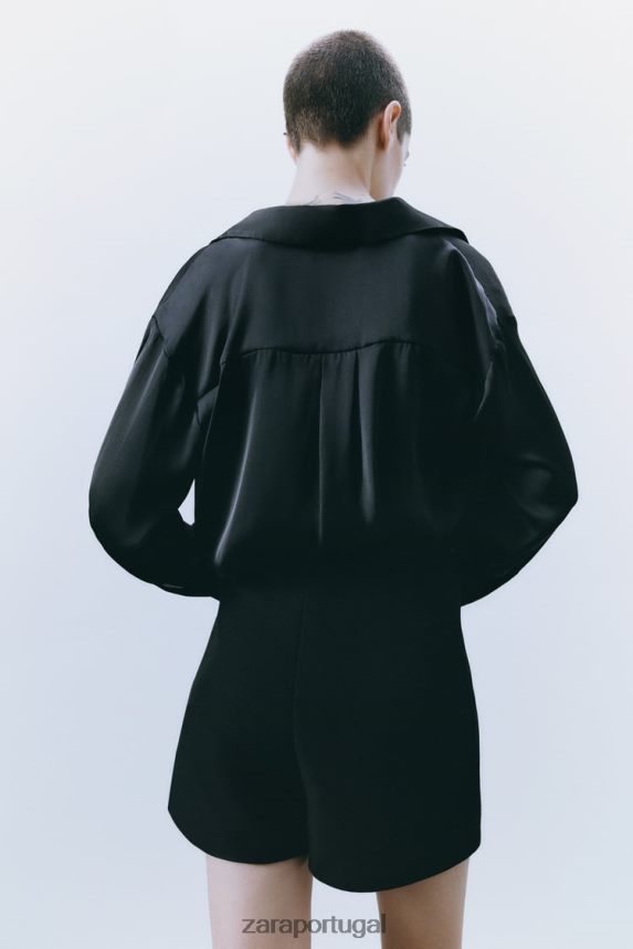 saia com fenda mulheres Zara preto Z2080L598 roupas