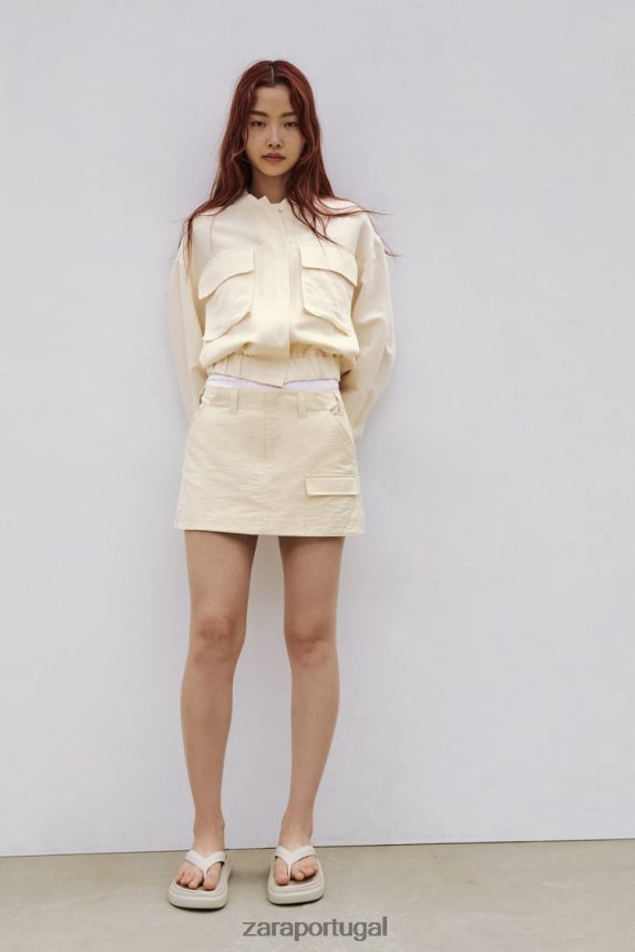 saia de bolso mulheres Zara bege Z2080L614 roupas