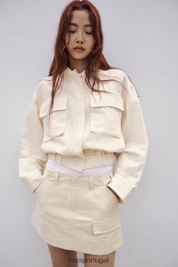 saia de bolso mulheres Zara bege Z2080L614 roupas