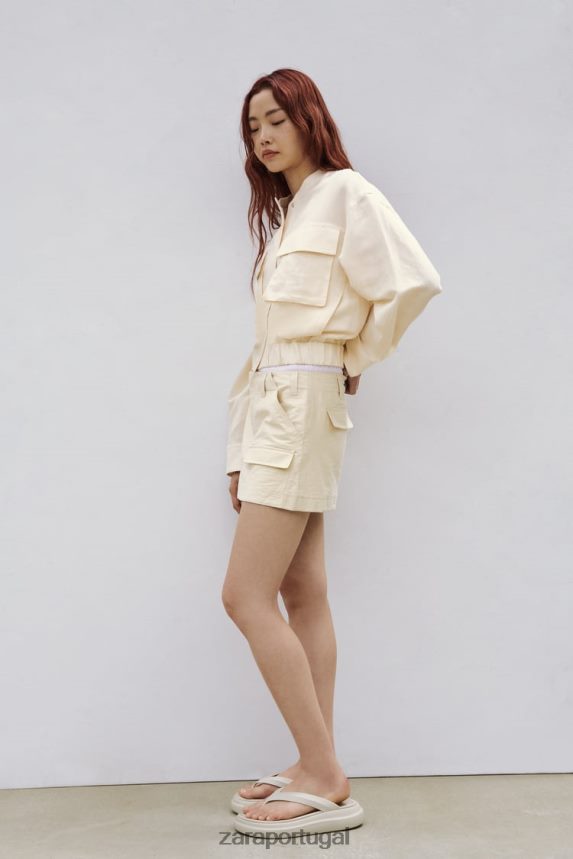 saia de bolso mulheres Zara bege Z2080L614 roupas