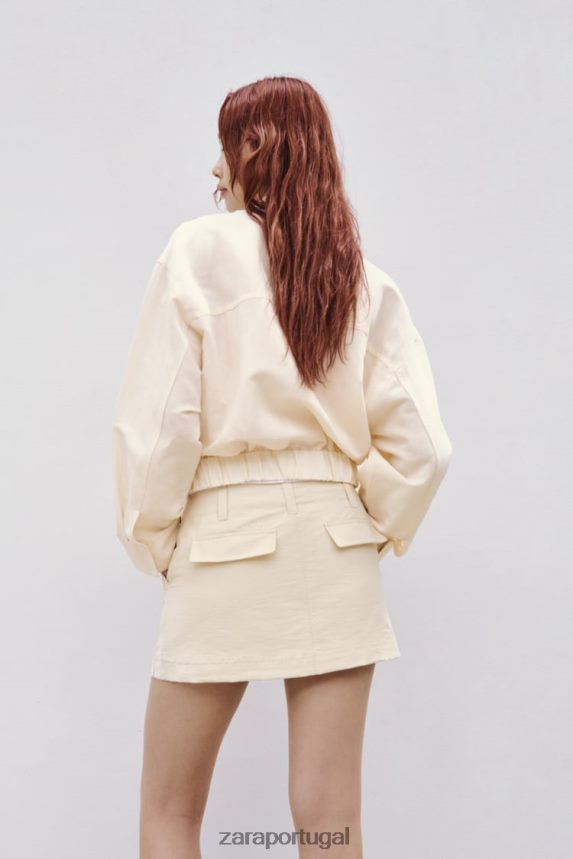 saia de bolso mulheres Zara bege Z2080L614 roupas