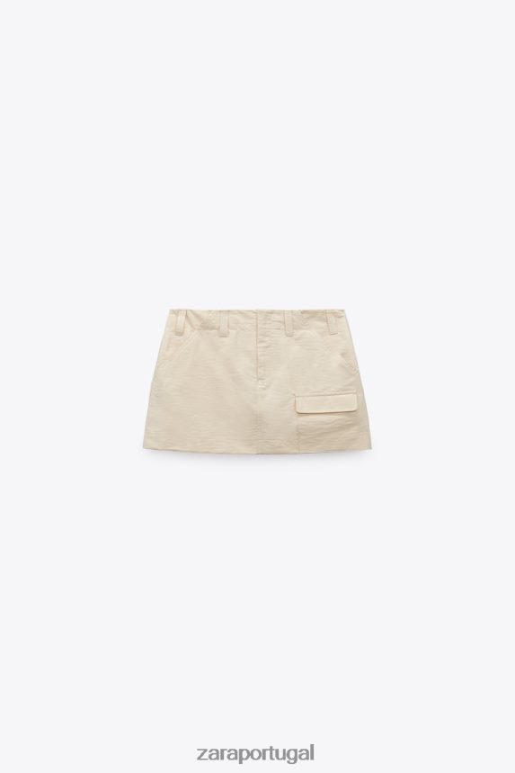 saia de bolso mulheres Zara bege Z2080L614 roupas