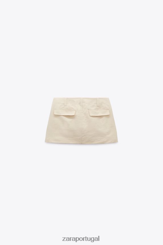 saia de bolso mulheres Zara bege Z2080L614 roupas