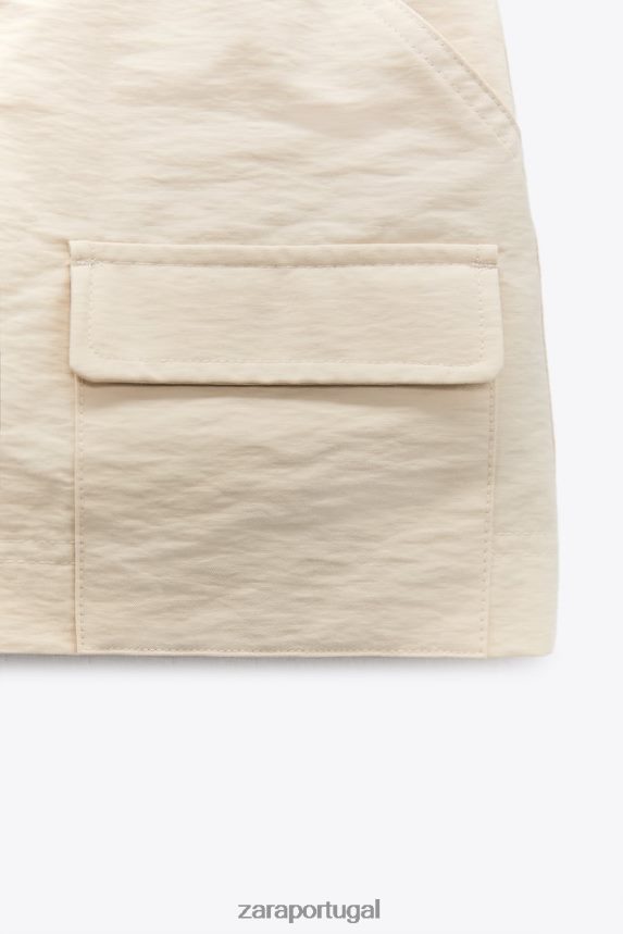 saia de bolso mulheres Zara bege Z2080L614 roupas