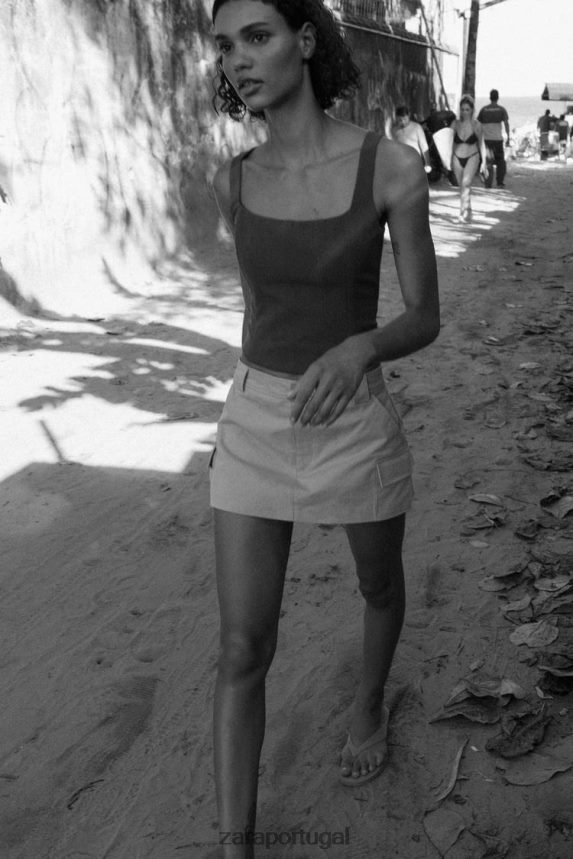 saia de bolso mulheres Zara cinzas Z2080L623 roupas