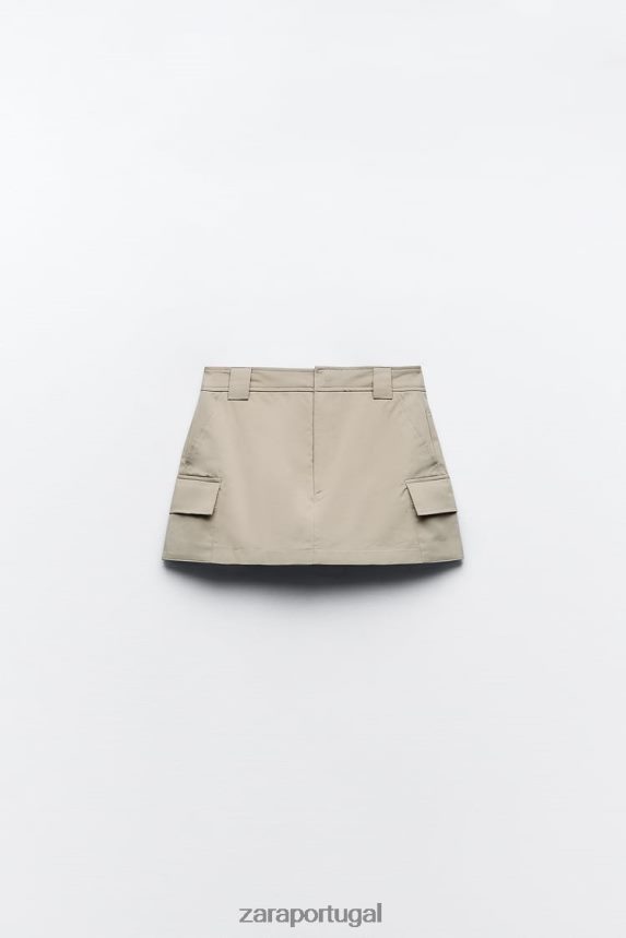 saia de bolso mulheres Zara cinzas Z2080L623 roupas