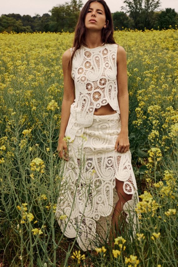 saia de crochê assimétrica mulheres Zara canudo Z2080L669 roupas