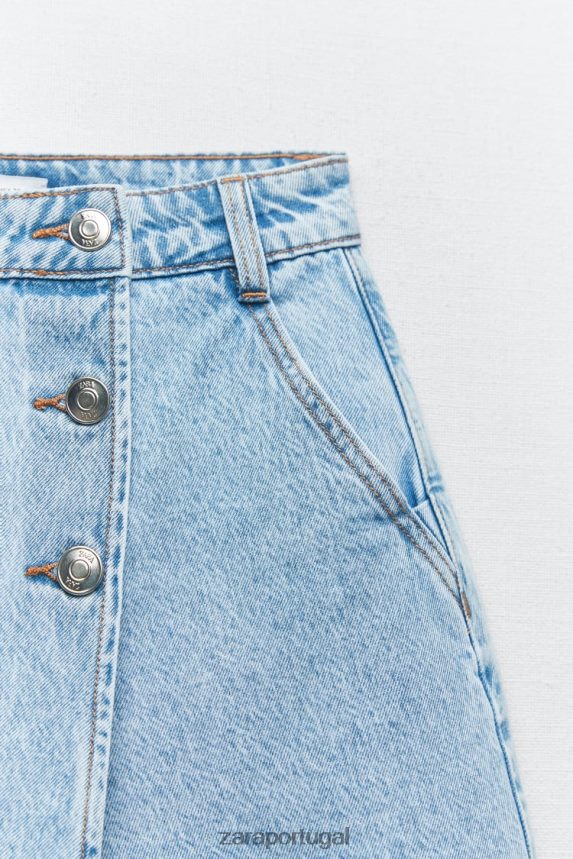 saia envolvente com botões z1975 mulheres Zara azul claro Z2080L534 roupas