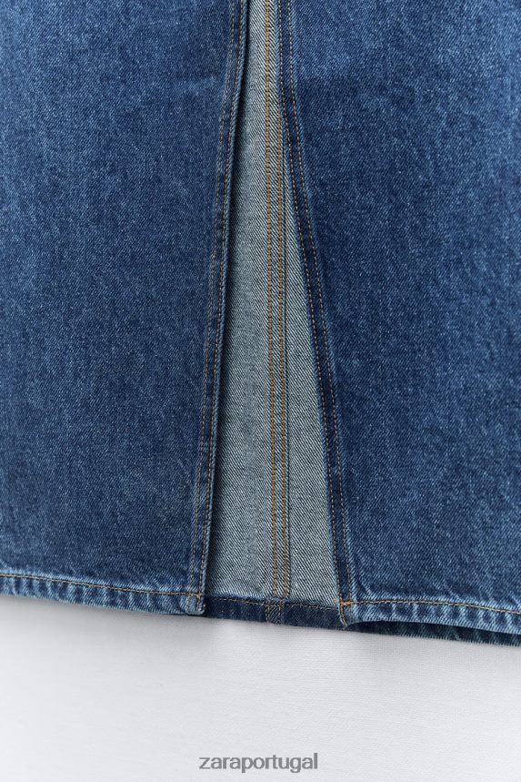 saia jeans anel z1975 mulheres Zara meio azul Z2080L668 roupas