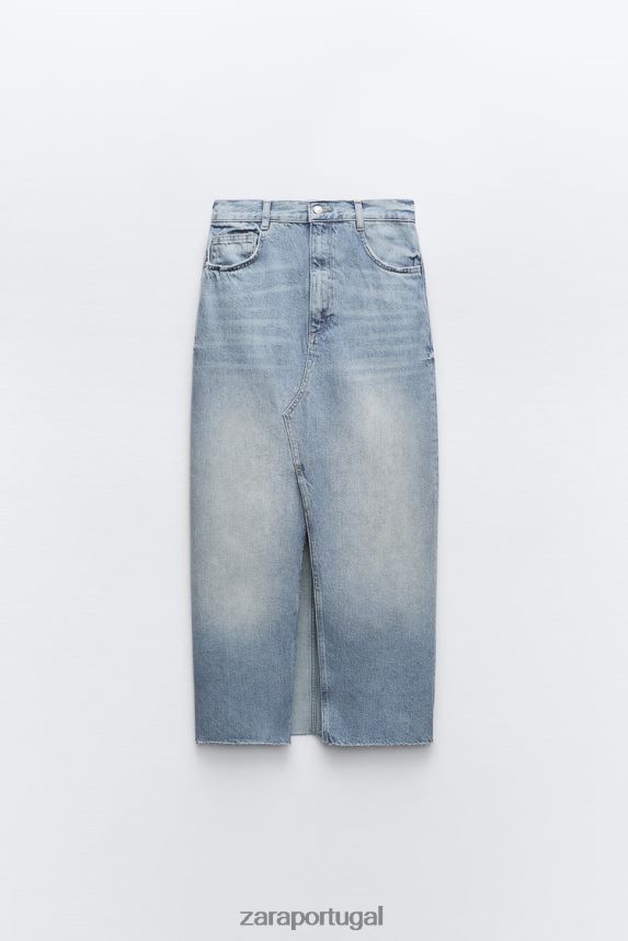 saia jeans longa trf mulheres Zara azul Z2080L676 roupas