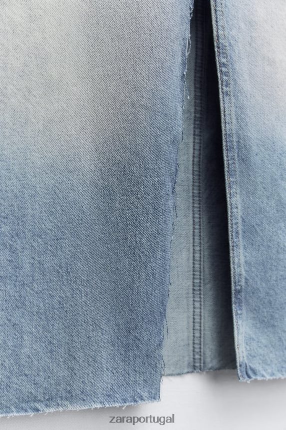 saia jeans longa trf mulheres Zara azul Z2080L676 roupas