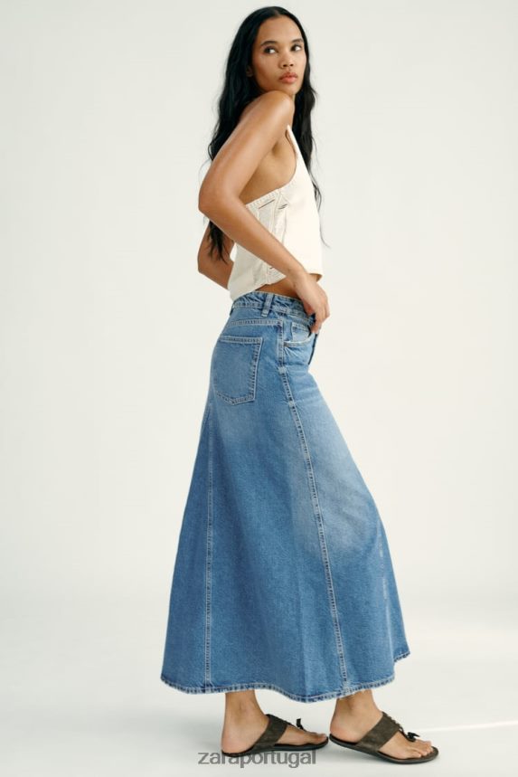 saia jeans trf mulheres Zara azul Z2080L656 roupas