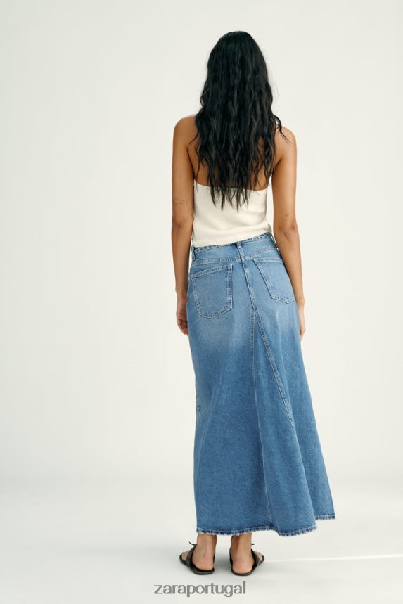 saia jeans trf mulheres Zara azul Z2080L656 roupas