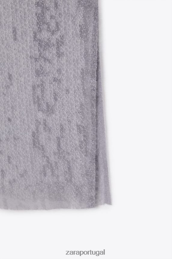 saia midi de paetê mulheres Zara cinza Z2080L648 roupas