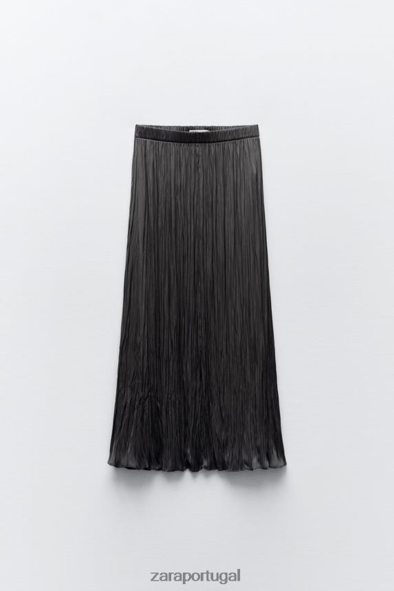 saia midi plissada mulheres Zara cinza Z2080L657 roupas