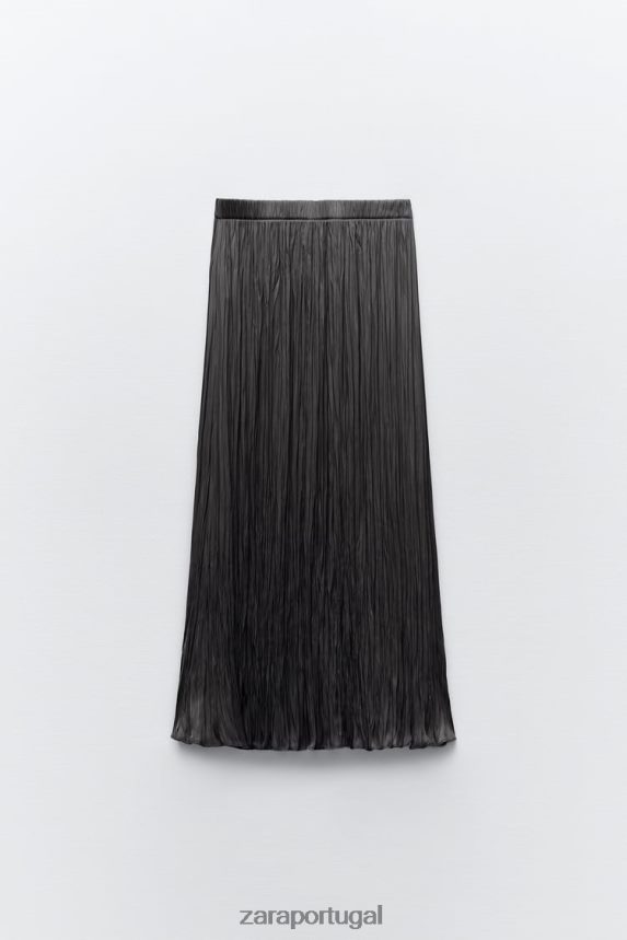 saia midi plissada mulheres Zara cinza Z2080L657 roupas
