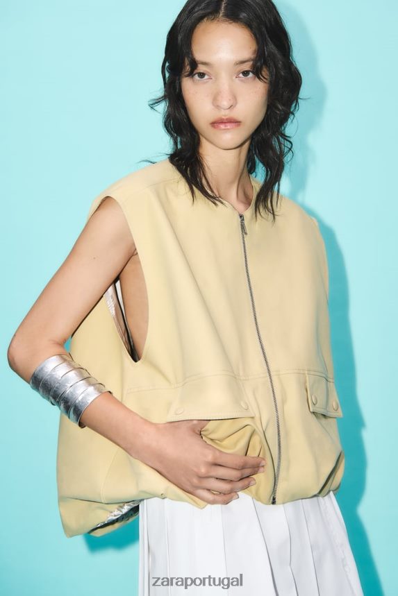 saia midi plissada mulheres Zara cru Z2080L718 roupas